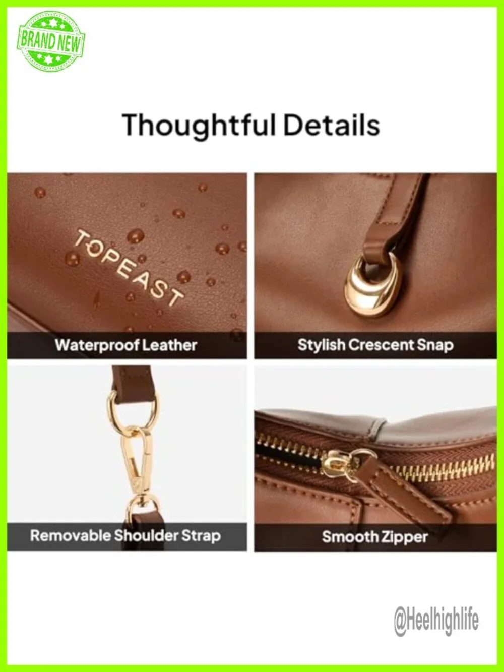 Small Soft Faux Leather Crescent Hobo Bag with Removable Strap